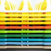 Tray stacked to show gap for hygiene and drying